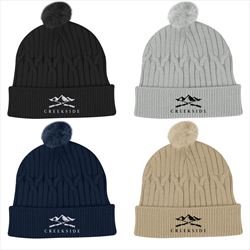 AH15073 Courtney Cable Knit rPET Pom Beanie With Custom Imprint